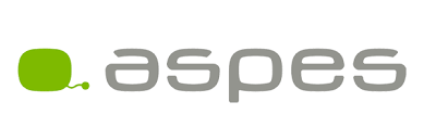Un logotipo para una empresa llamada aspes con un círculo verde en el medio.