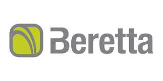 El logotipo de Beretta es verde y gris sobre un fondo blanco.