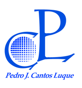 Un logo azul para pedro j. cantos luque