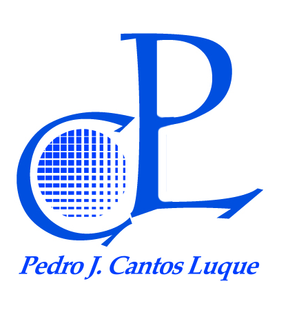 Un logo azul para pedro j. cantos luque