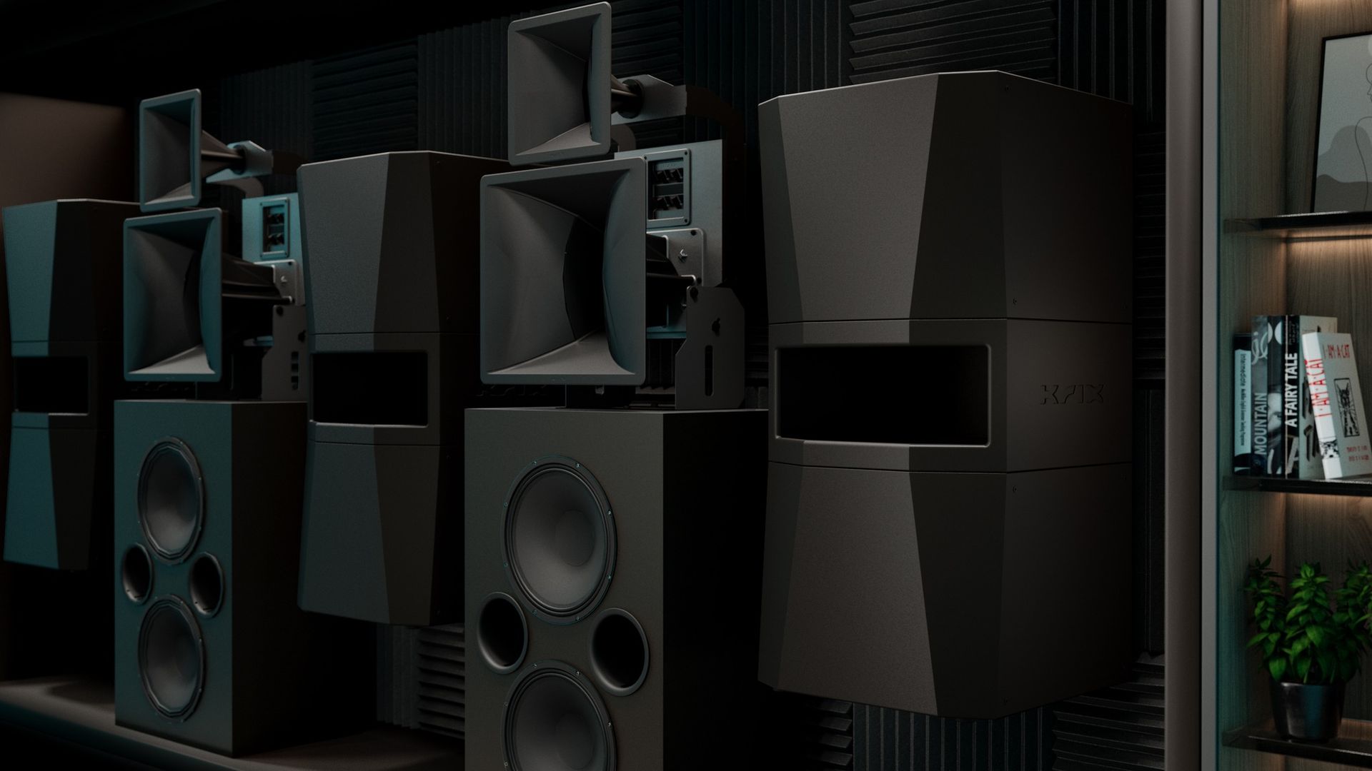 Des enceintes entreposées