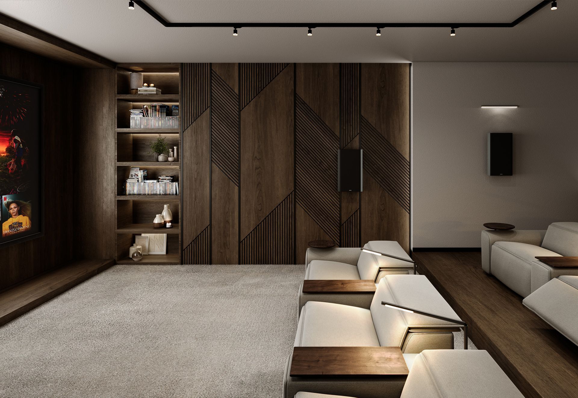 Salon moderne avec home cinéma