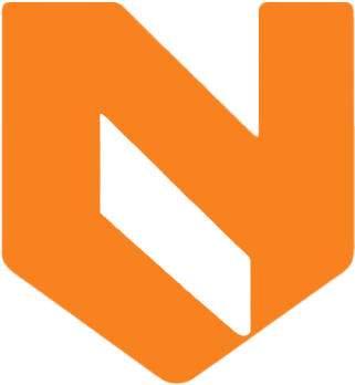 Oranssi tyylitelty N-kirjain kilven sisällä.