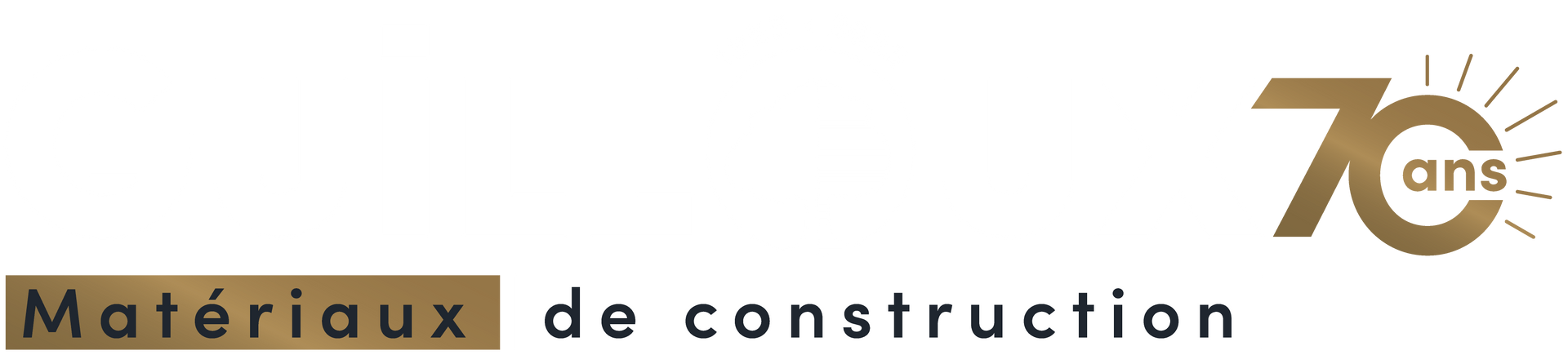 Logo pour « Grilloux Matériaux de construction » avec l'emblème doré « 70 ans » 