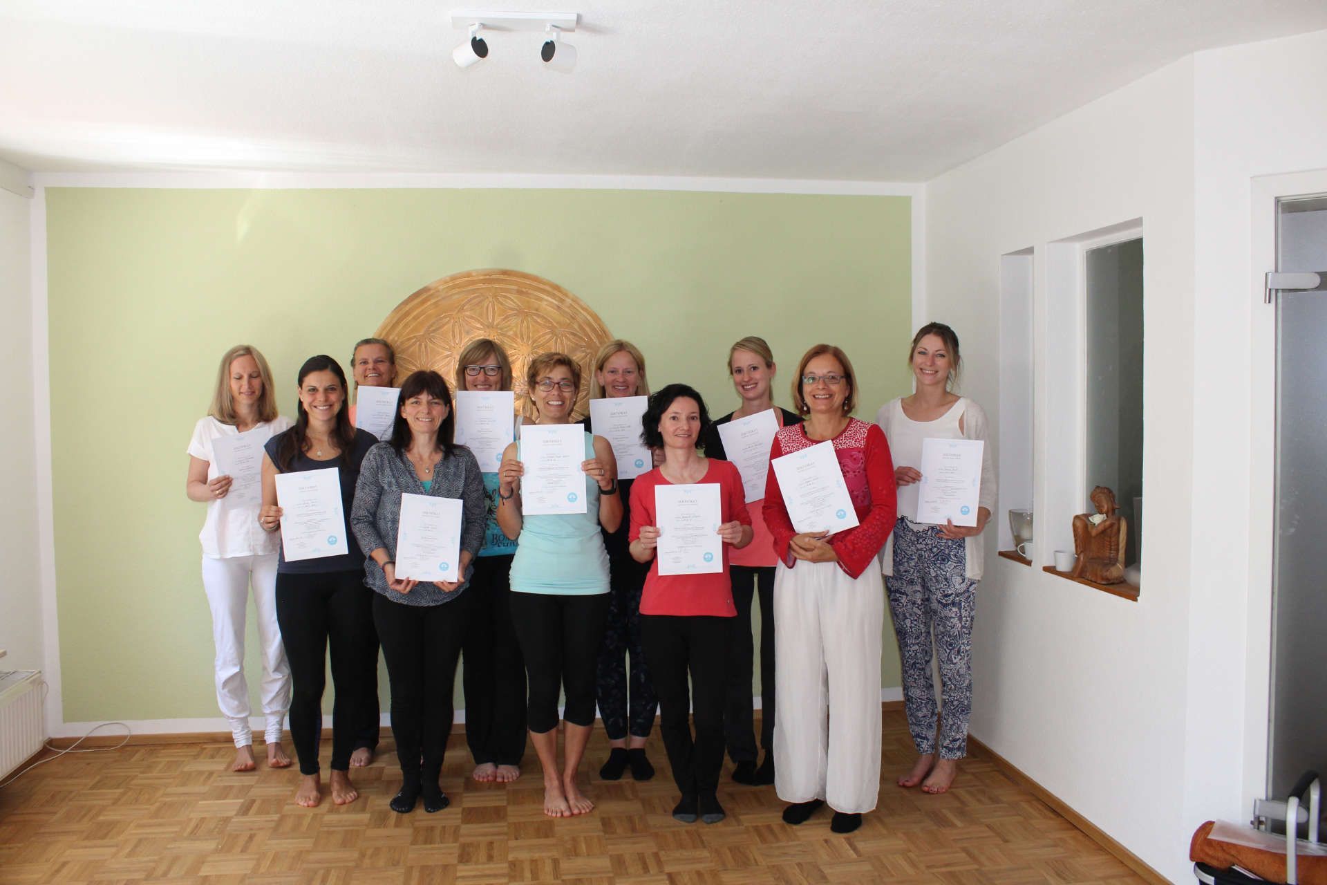 Teilnehmer & Teilnehmerinnen mit Abschlusszertifikaten als Fachkraft für Kinderyoga