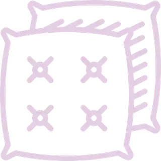 Un icono morado de una almohada con cuatro cruces sobre ella.
