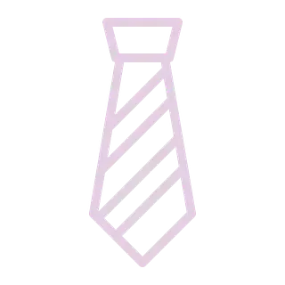 Un icono de corbata de rayas moradas y blancas sobre un fondo blanco.