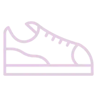 Un dibujo de línea violeta de un par de zapatillas sobre un fondo blanco.