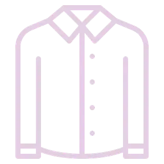Un icono morado de una camisa blanca con mangas largas sobre un fondo blanco.