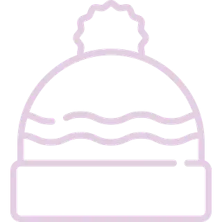 Un dibujo de línea violeta de un gorro con un pompón en la parte superior.