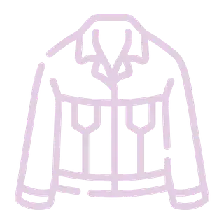 Un dibujo de una chaqueta con líneas moradas sobre un fondo blanco.