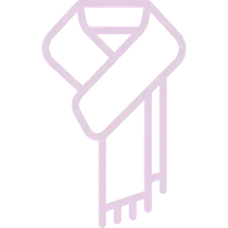 Un icono de bufanda morada sobre un fondo blanco.