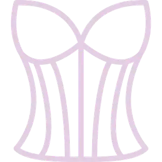 Un icono de corsé morado sobre un fondo blanco.