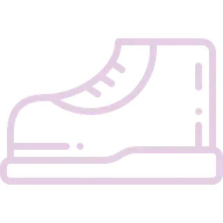Un icono morado de una bota sobre un fondo blanco.