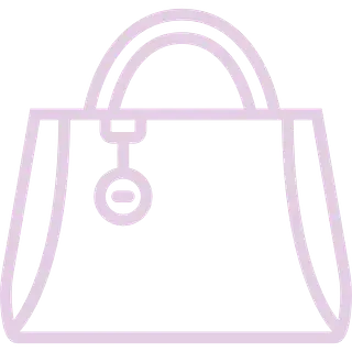 Un icono morado de un bolso con asa sobre un fondo blanco.