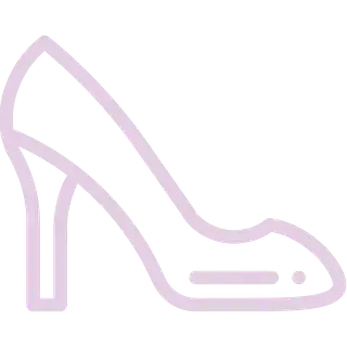 Un icono morado de un zapato de tacón alto sobre un fondo blanco.