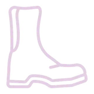 Un dibujo de una bota con una línea morada sobre un fondo blanco.