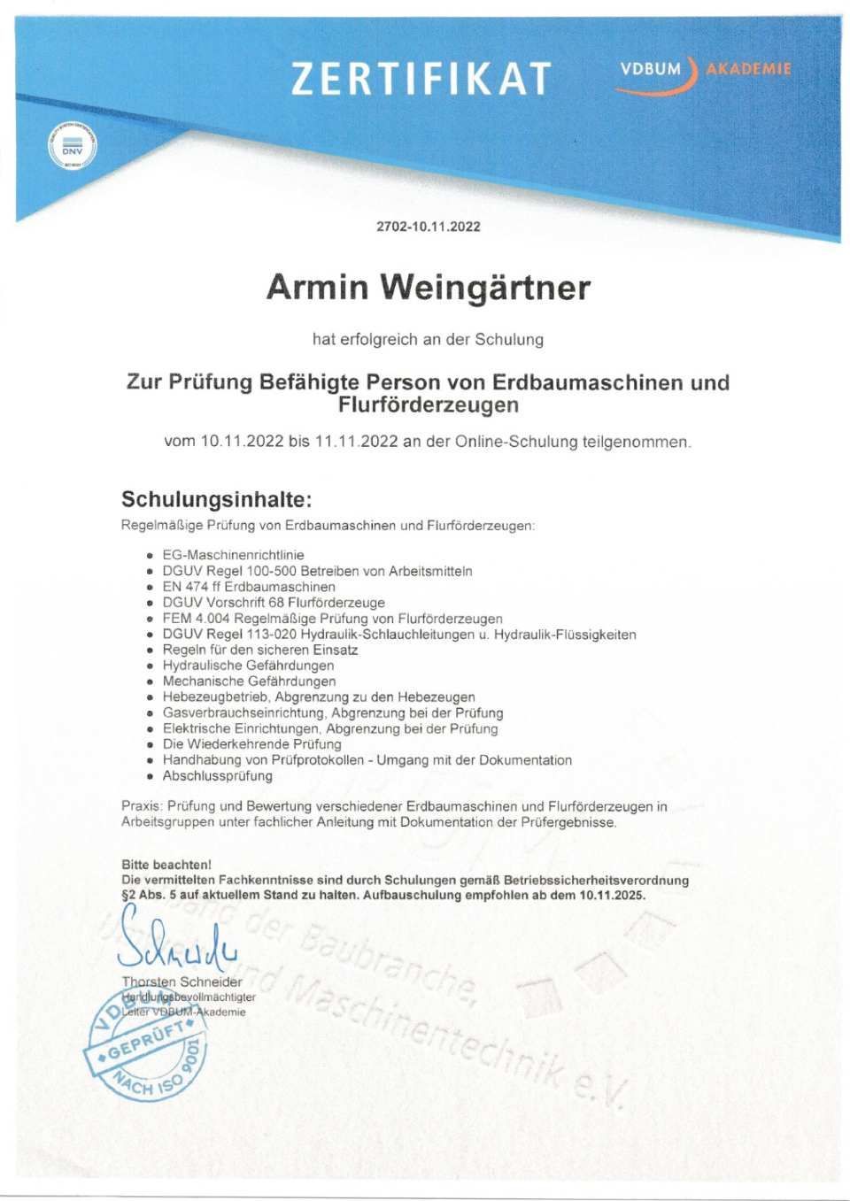 Weingärtner Baumaschinen 