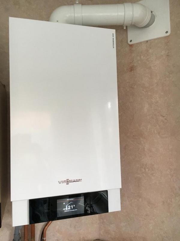 Chaudière à condensation indiquant 21° Celsius