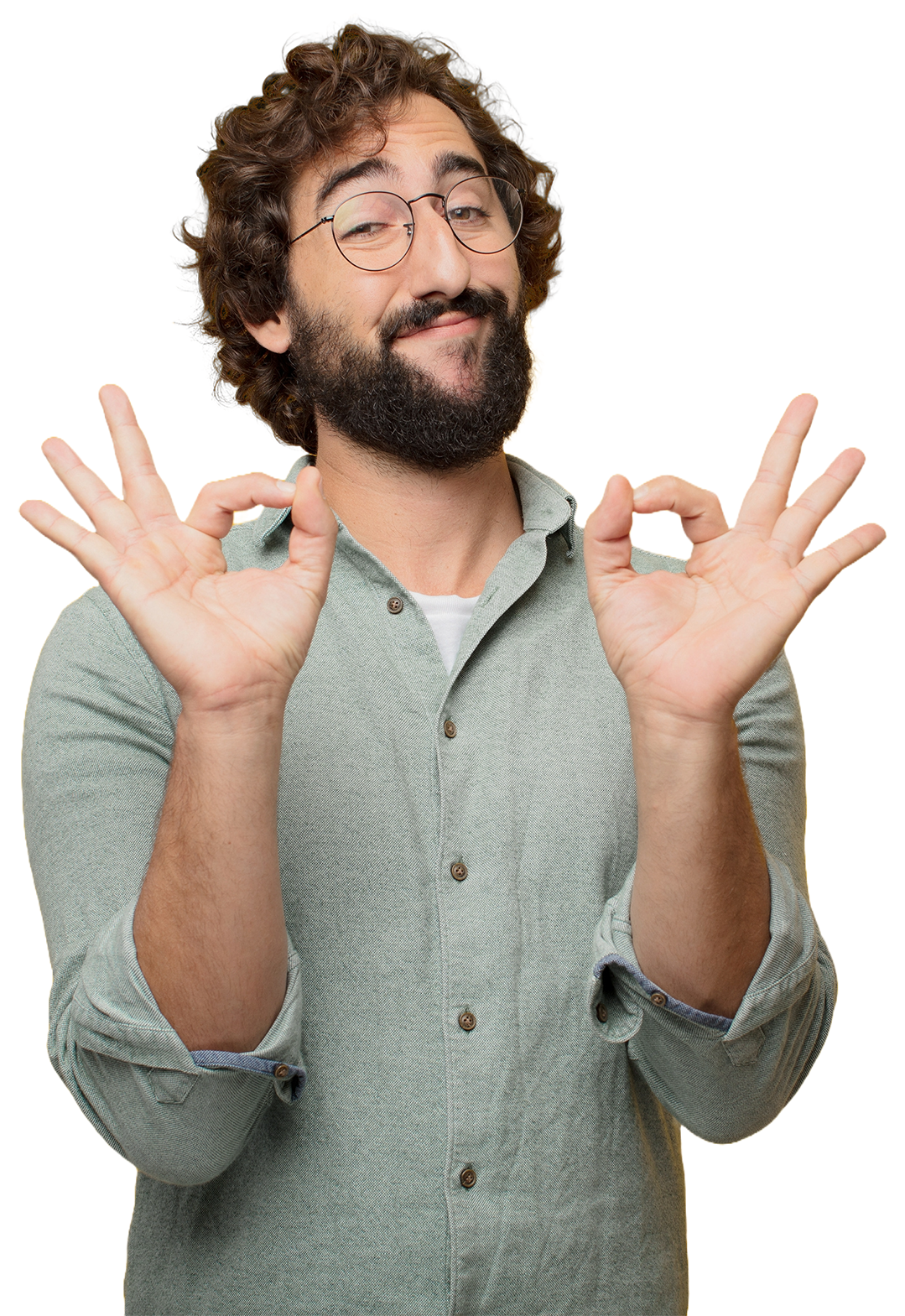 Homme faisant le signe ok avec ses deux mains