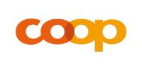 Coop-Logo in Orange und Gelb, überlappende Buchstaben.