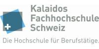 Logo of Kalaidos Fachhochschule Schweiz, with a blue and gray square graphic and text.