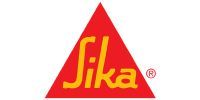 Sika-Logo: Gelber Schriftzug „Sika“ auf einem roten Dreieck, mit einem Symbol für eine eingetragene Marke.