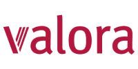 Valora-Logo in Dunkelrot.
