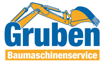 Ein blau-gelbes Logo für Gruben Baumaschinenservice