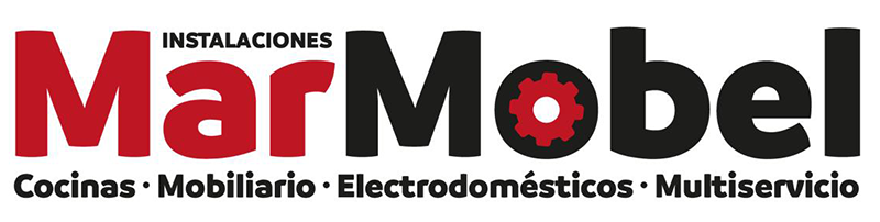 Un logotipo rojo y negro para una empresa llamada Mar Mobel.