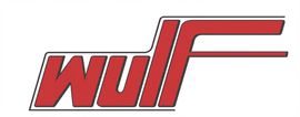 Rotes WULF-Logo mit wei&szlig;er Umrandung.