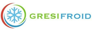 Logo pour GRESIFROID : flocon de neige bleu dans un contour circulaire rouge, vert et bleu ; "GRESIFROID" en texte vert.