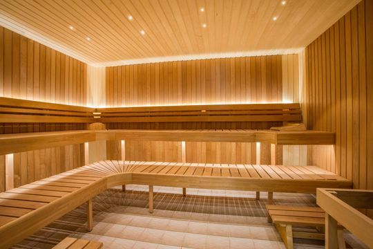 Valoisa nykyaikainen sauna