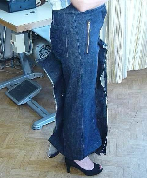 Transformation pantalon en jupe avant