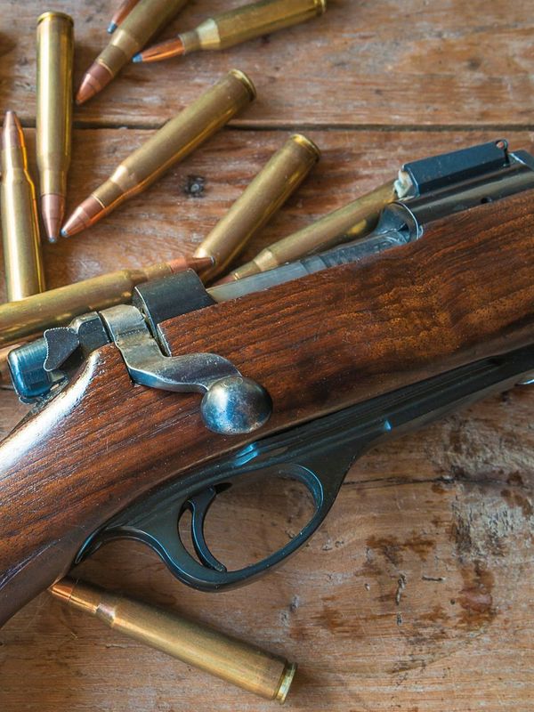 Gros plan sur un fusil de chasse et des cartouches
