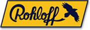 Ein gelbes Schild mit dem Wort Rohloff und einem Vogel darauf