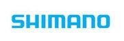 Das Shimano-Logo ist blau und weiß auf weißem Hintergrund.