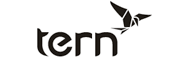 Ein schwarzweißes Logo für Tern mit einem Vogel darauf.