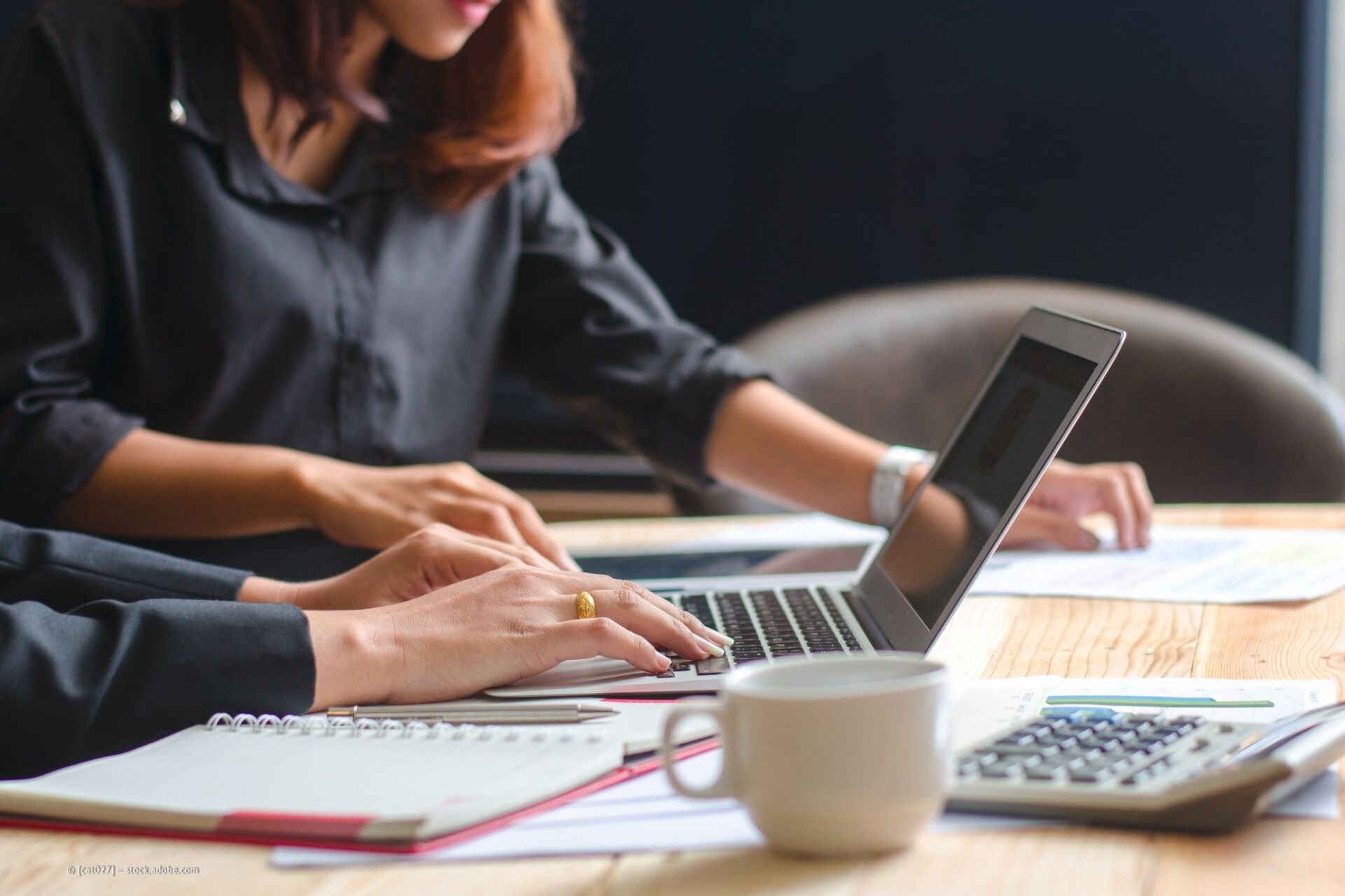 Bild von Besprechung vor Laptop von zwei Personen
