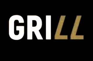 La palabra parrilla está sobre un fondo negro.