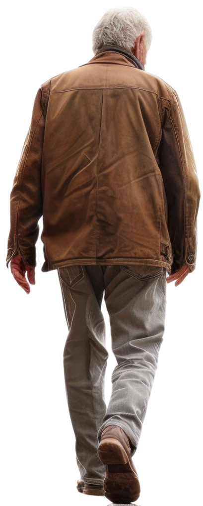 Un homme âgé qui marche de dos