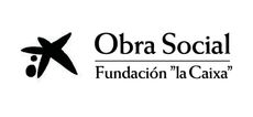 Un logotipo en blanco y negro para la Fundación Obra Social La Caixa