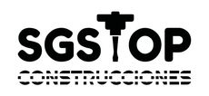 Un logotipo en blanco y negro para SGS Top Construcciones.