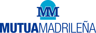Logotipo de Mutua Madrileña: texto azul "MUTUA MADRILEÑA" con las letras "MM" dentro de un círculo azul.