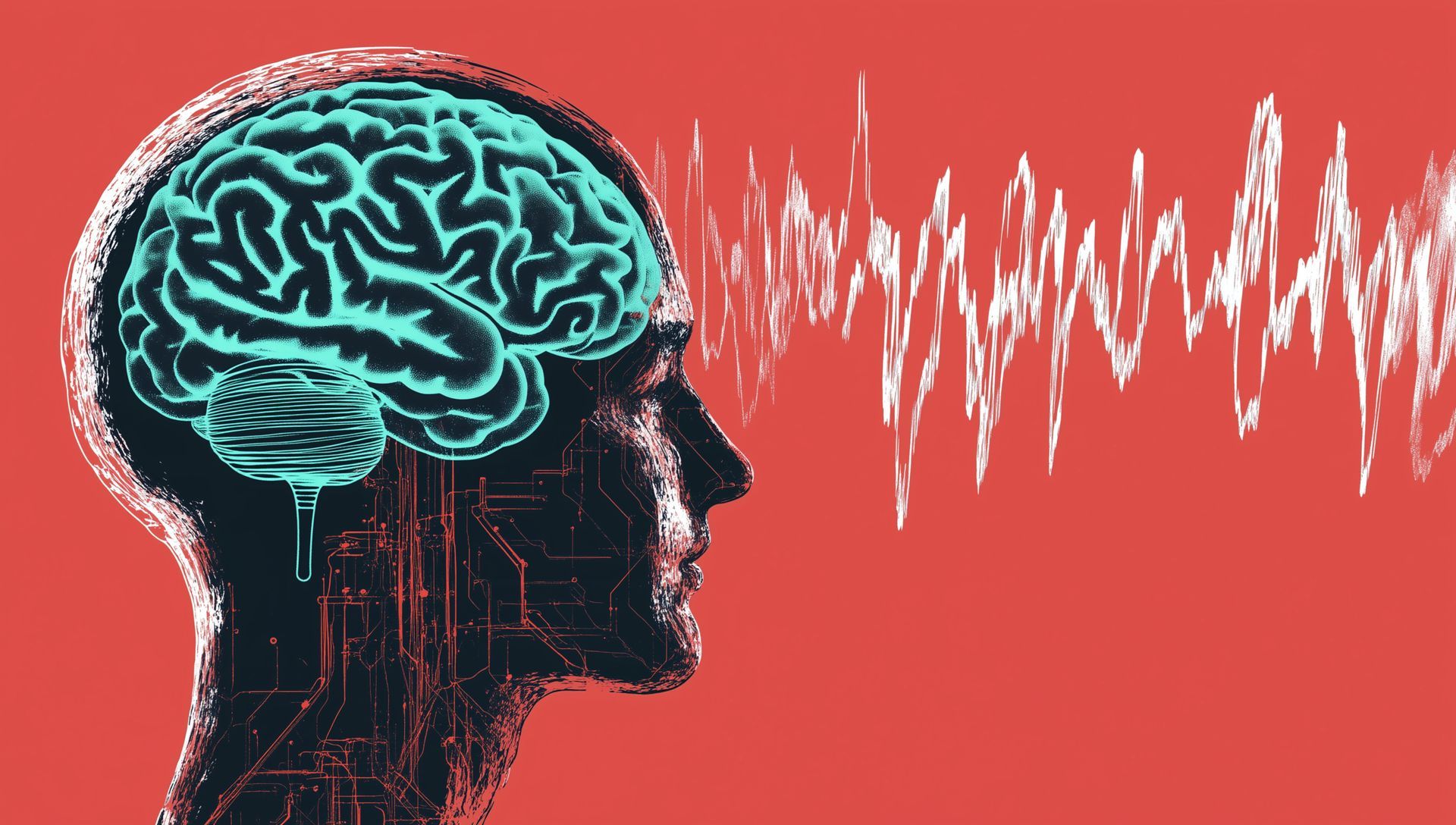 Représentation de cerveau et d'ondes pour symboliser le psychisme