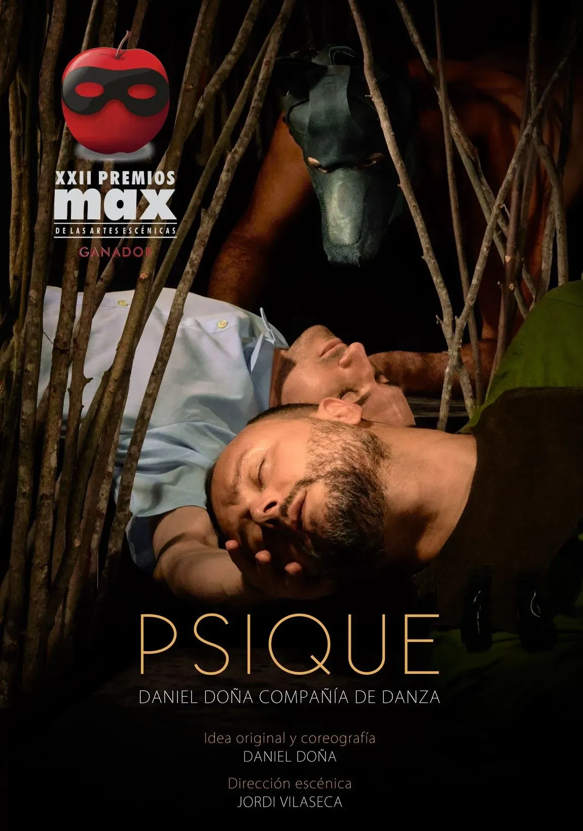 Un cartel de una película llamada Psique con dos hombres acostados uno encima del otro.