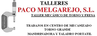 Logotipo de Paco Melgarejo, SL, taller mec&aacute;nico. El texto incluye los servicios que ofrece.