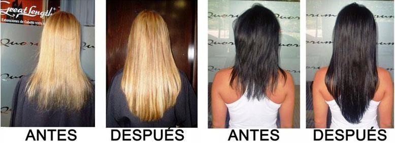 Una foto de antes y después del cabello de una mujer.