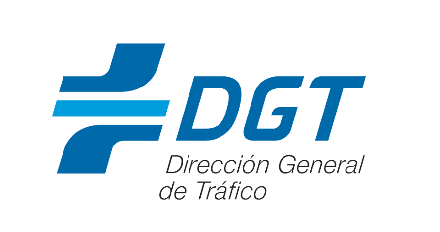 A blue and white logo for dgt direccion general de trafico