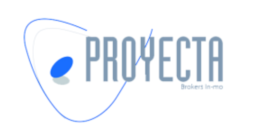 Un logotipo azul y blanco para Proyecta Brokers en Missouri.